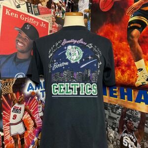 Vintage 90s Boston Celtics Shooting Stars T Shirt‎ NBA Basketball Mens Sz Medium